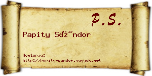 Papity Sándor névjegykártya